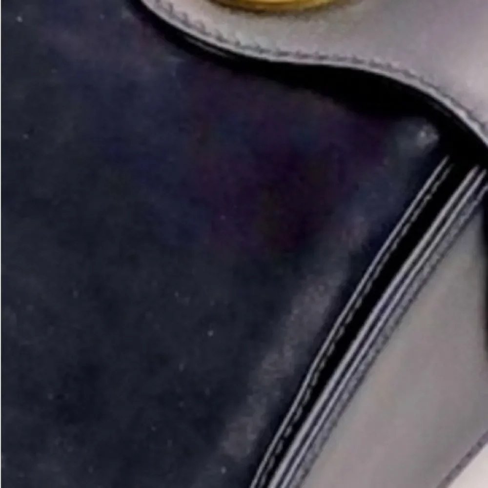 Auth Vintage Gucci Navy Blue Leather Suede Shoulder Bag Preloved Purse Old Gucci - Picture 13 of 14